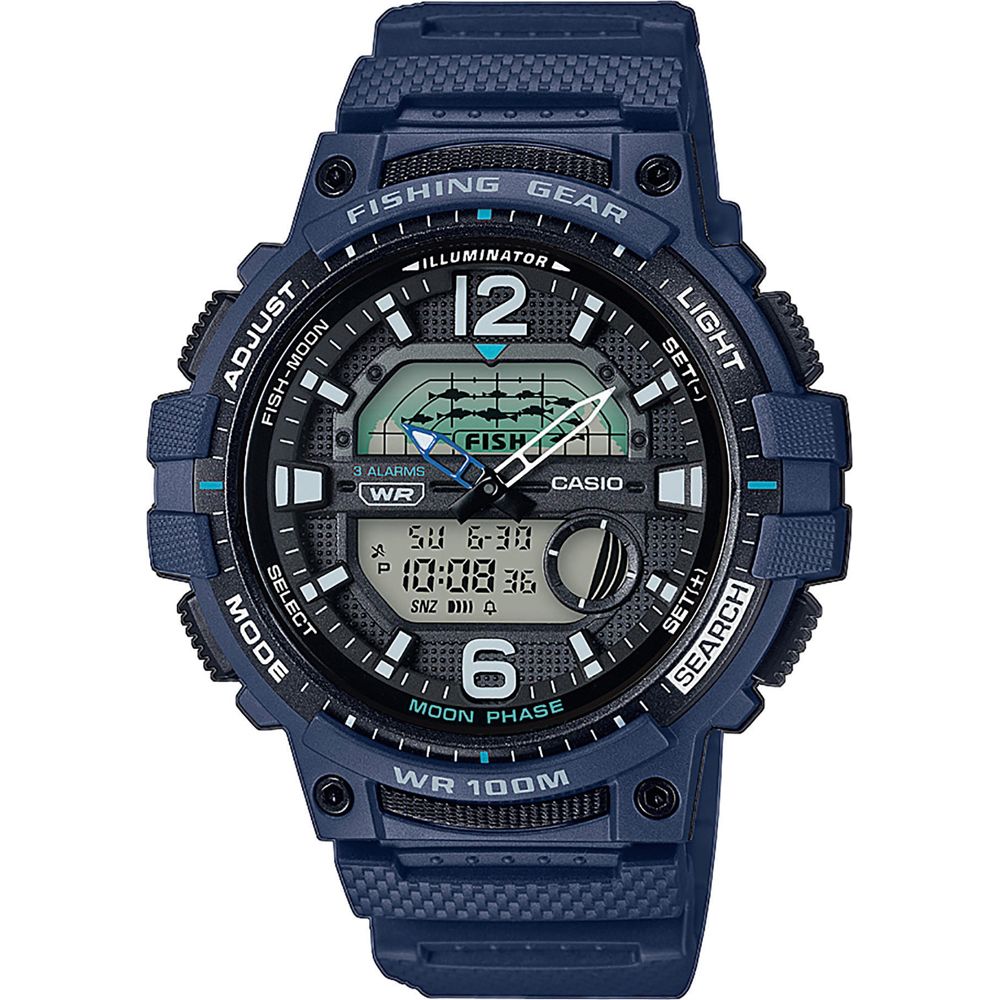 Casio Equipo de pesca para hombre con batería de 10 años, reloj de resina  negra WSC-1250H-1AVCF